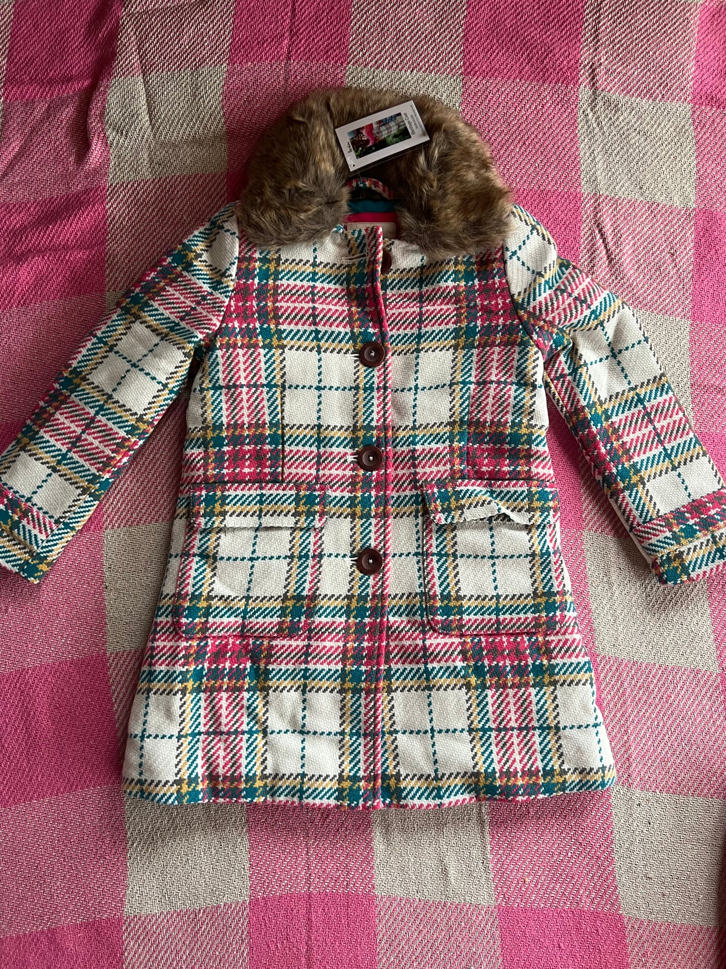 Mini Boden Tartan Coat 5-6