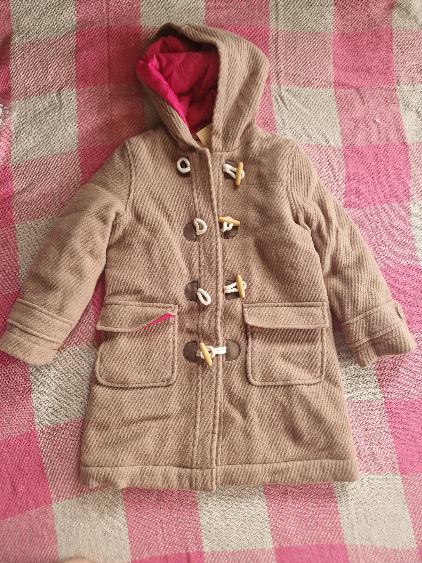Mini Boden Beige Wool Coat 5-6