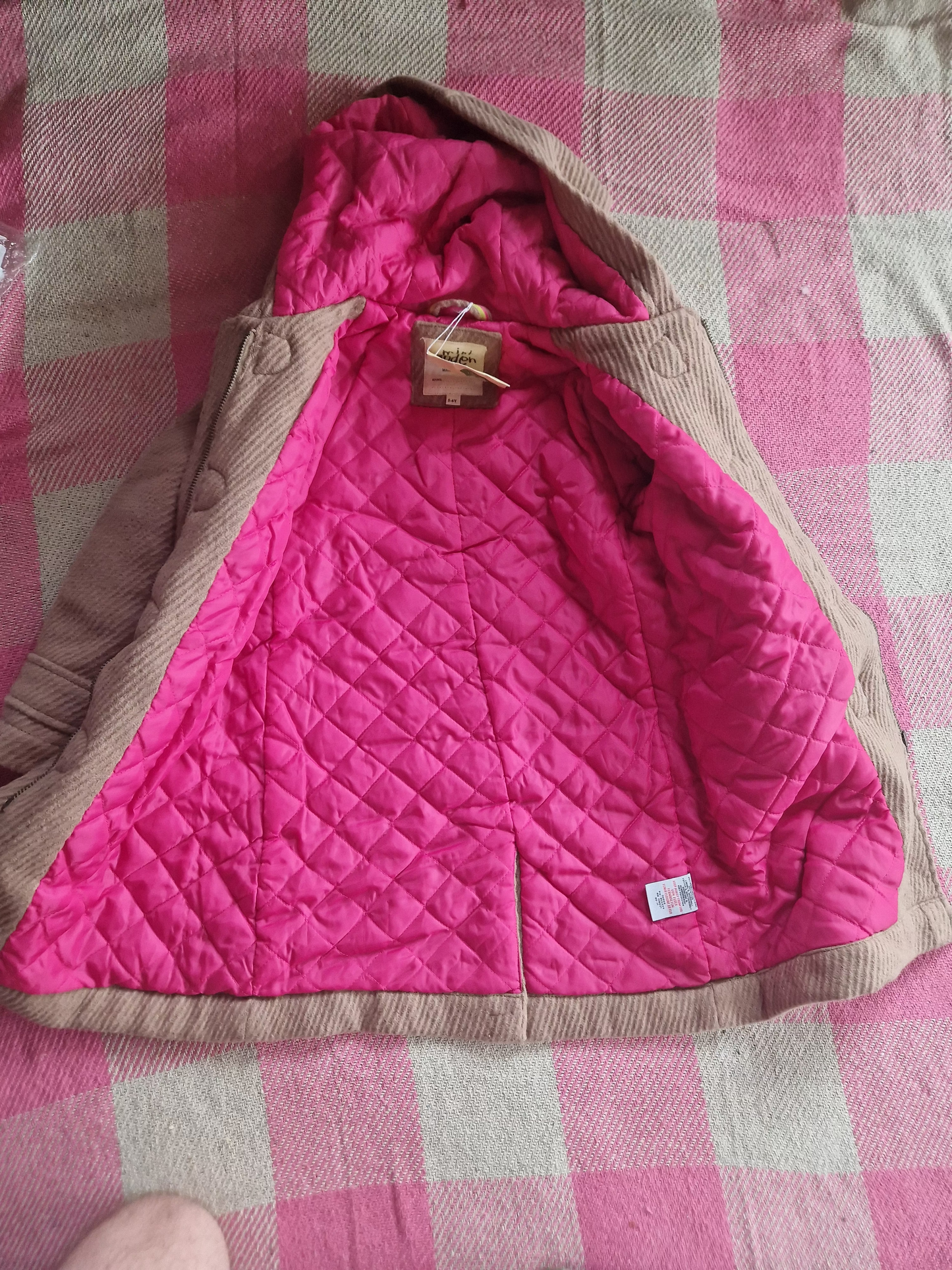 Mini Boden Beige Wool Coat 5-6
