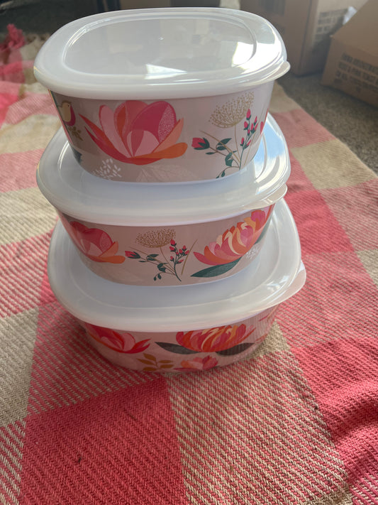 Sara Miller Melamine Set of 3 Storage Tubs