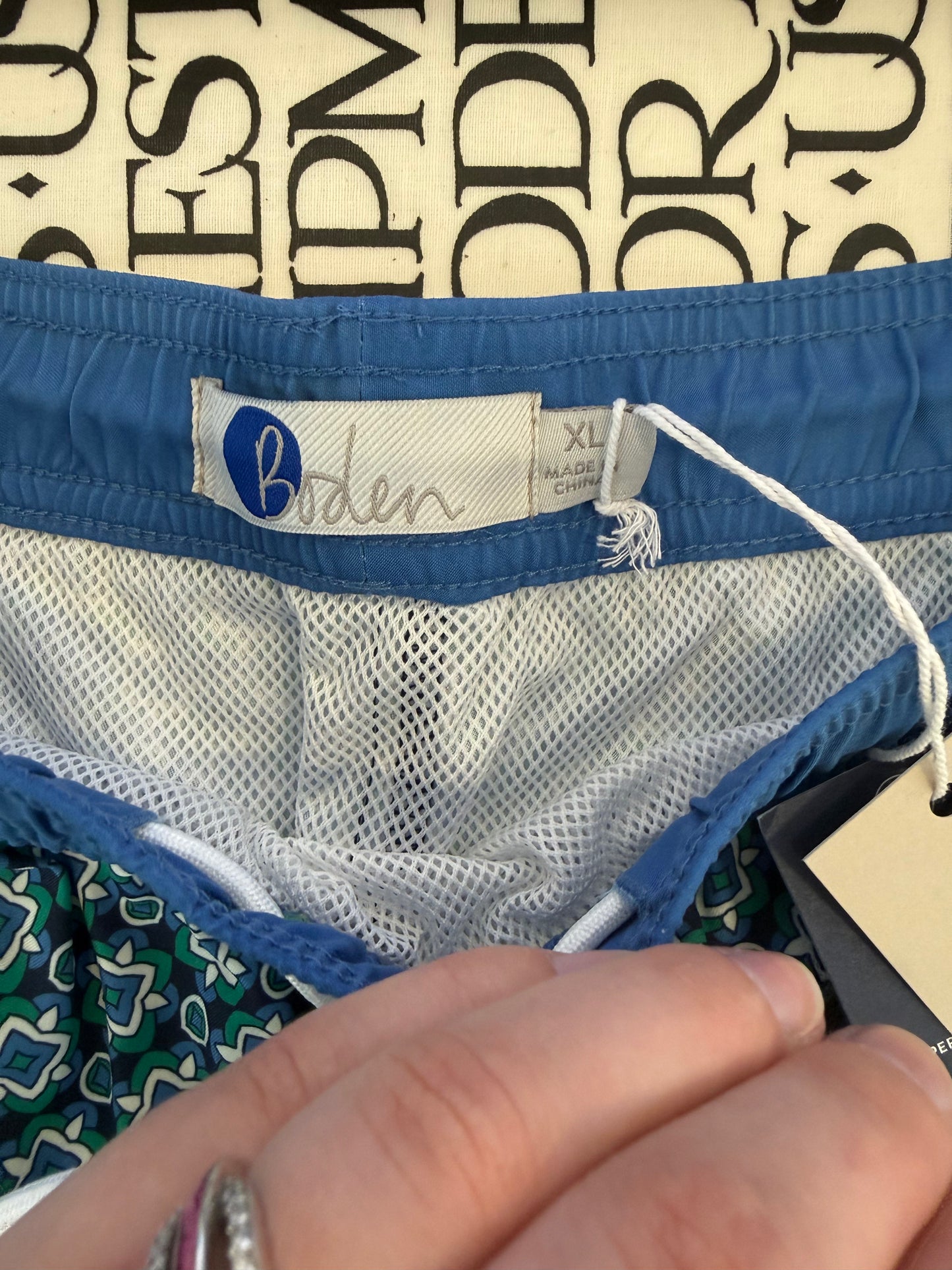 Boden Mens Blue and Green Swim Shorts XL, XXL