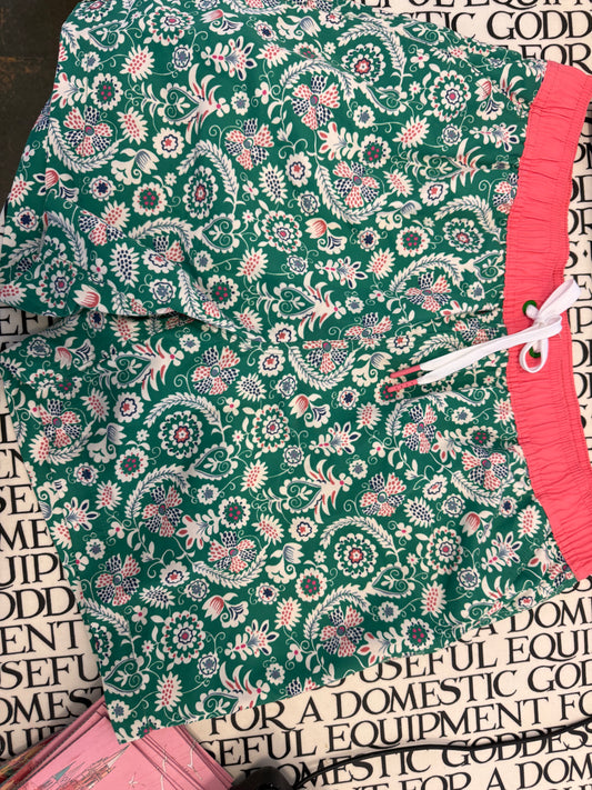 Boden Mens Green and Pink Swim Shorts S
