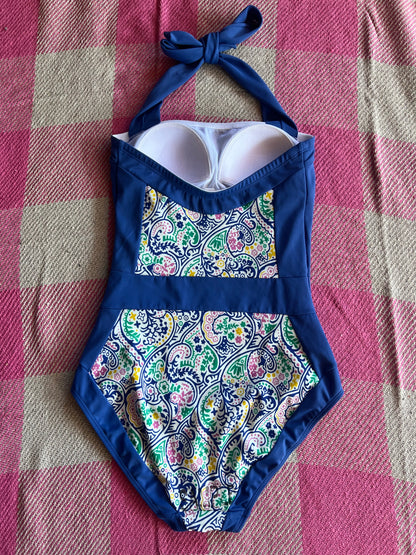 Boden Santorini Swimsuit Blue Paisley