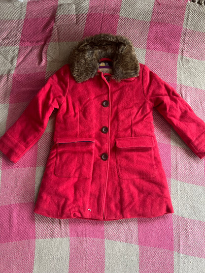 Mini Boden Red Coat 3-4